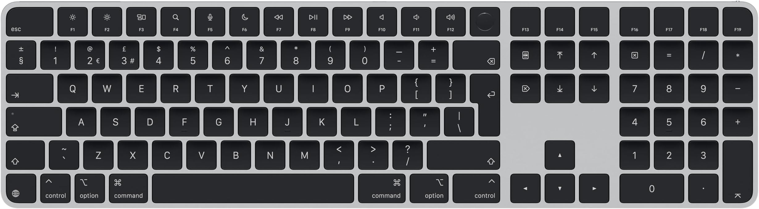 Apple Magic Keyboard with Touch ID and Numeric Keypad for Mac models with Apple silicon - British English - Black Keys โโโโโโโ