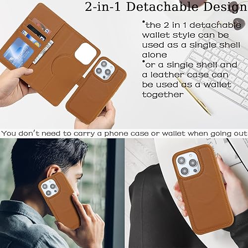 Miniatura 2 de Havaya Magsafe - Funda tipo cartera para iPhone 13 Pro, compatible con iPhone 13 Pro, con tarjetero para iPhone 13 Pro, funda de teléfono tipo