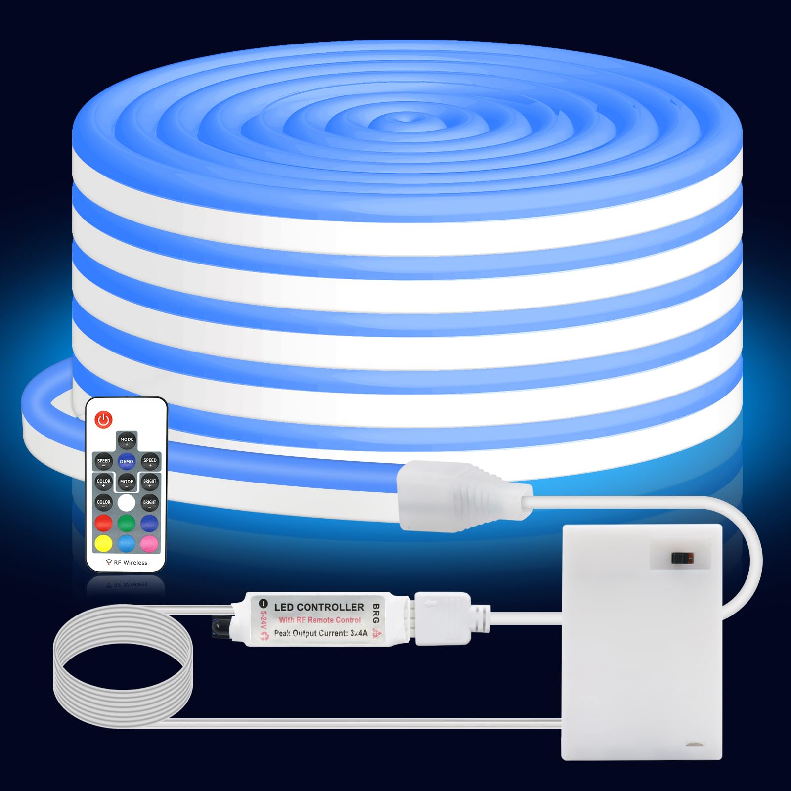 Wisada 5V Dimmable Waterproof Flexible RGB LED Neon Strip Light with 17-Keys IR Controller [3M],USB Powered,SMD3535,CRI85+,108 LEDs/m,for Bedroom,Kitchen,Game Room,Living Room and Store Decoration