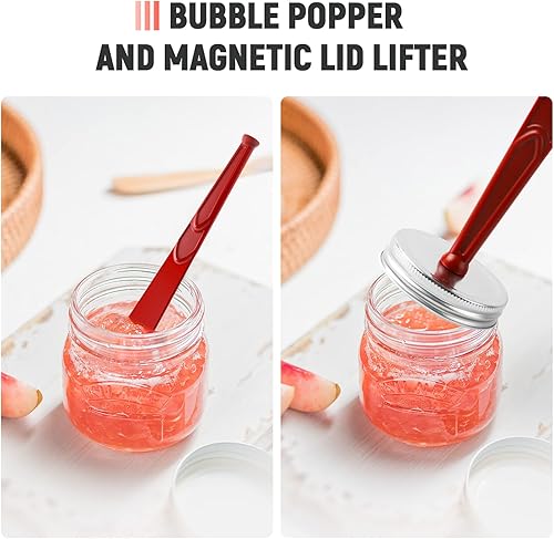 Miniatura 5 de Pisol Levantador magnético de tapa de tarro y medidor de burbujas para enlatado, herramientas de enlatado 3 en 1, suministros para el hogar (4