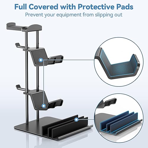 Miniatura 3 de KDD Soporte para auriculares, soporte para controlador de juego y soporte para auriculares para escritorio, soporte para auriculares con barra de