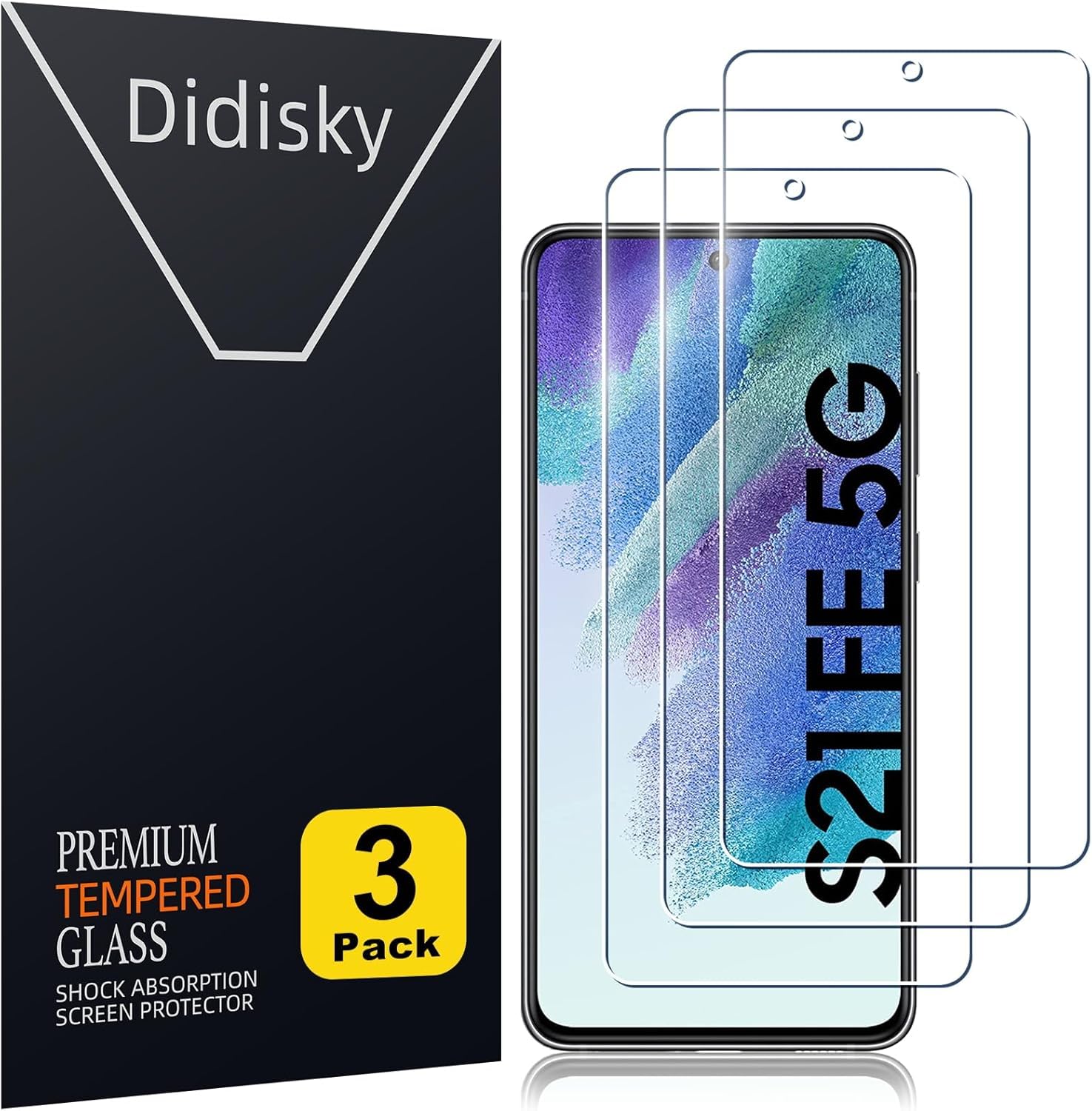 Didisky 3 Pack Tempered Glass Screen Protector for Samsung Galaxy S21 FE 6.4'' (Not for Samsung S21), Soft Touch,Easy to Clean, Easy to Install, Transparent