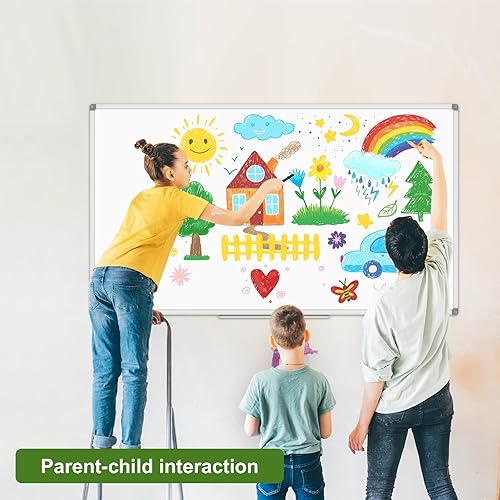 Miniatura 5 de Lockways Pizarra de borrado en seco de 96 x 48 pulgadas, pizarra blanca magnética grande, marco de aluminio con bandeja de marcadores