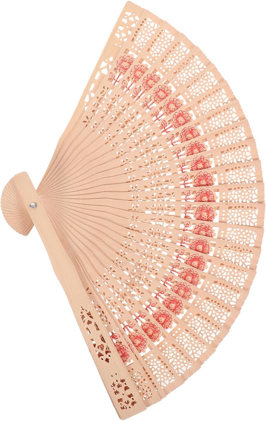 MAGICLULU 50pcs 8-inch Hollow Sunflower Folding Fans with Organza Bags, Vintage Chinese Handheld Fans for Wedding Favors, Stage Shows, and Tea Parties