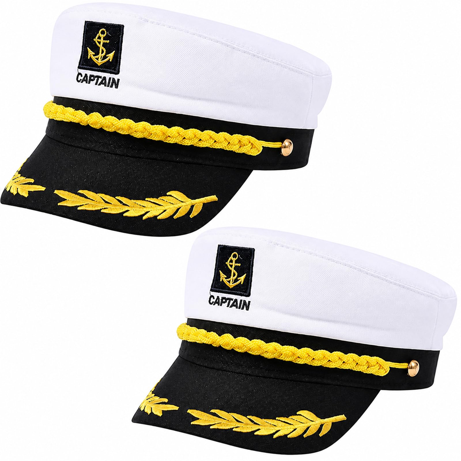 2 Pcs Captain Hat, Adjustable Nautical Sailor Hat for Fancy Dress Party