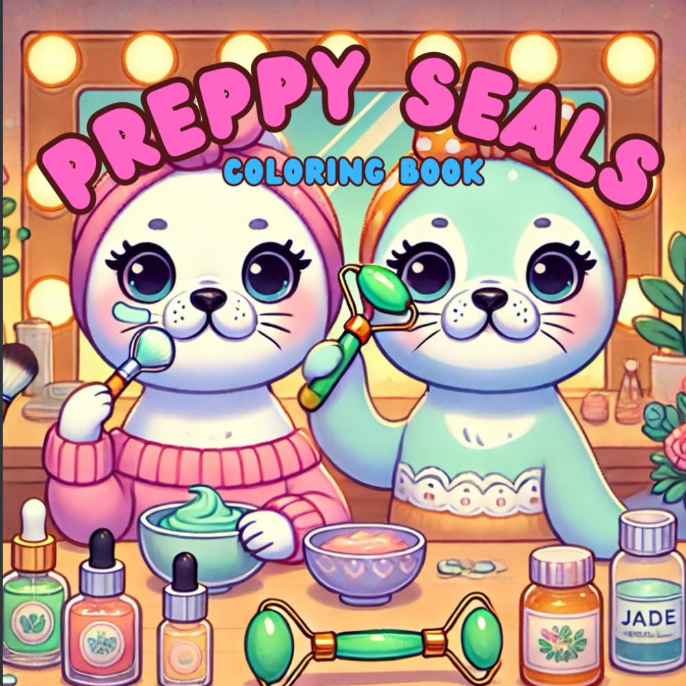 Preppy Seals Coloring Book for Teens: Cute Aesthetic Seals Doing Preppy Stuff – Skincare, Shopping, Gaming & More – Fun & Relaxing Designs for Teen Girls Who Love Trendy Pink Preppy Vibes