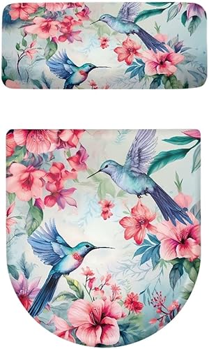 Miniatura 6 de ZOUTAIRONG Funda para tapa de inodoro y tanque de inodoro con colibríes, fundas de asiento de inodoro para baño, accesorios de decoración del hogar,
