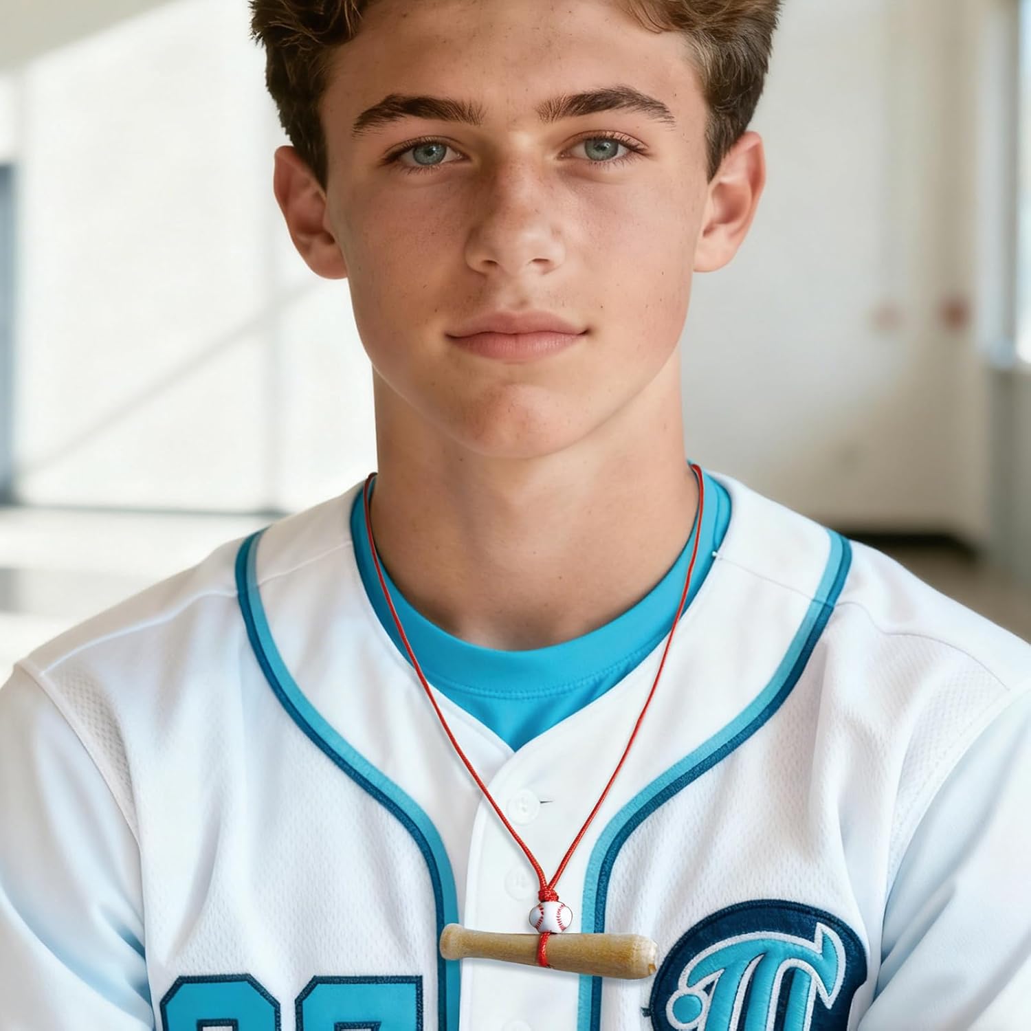 Baseball Necklace for Women Sports Team Gift Black Blue Rope - Image 2