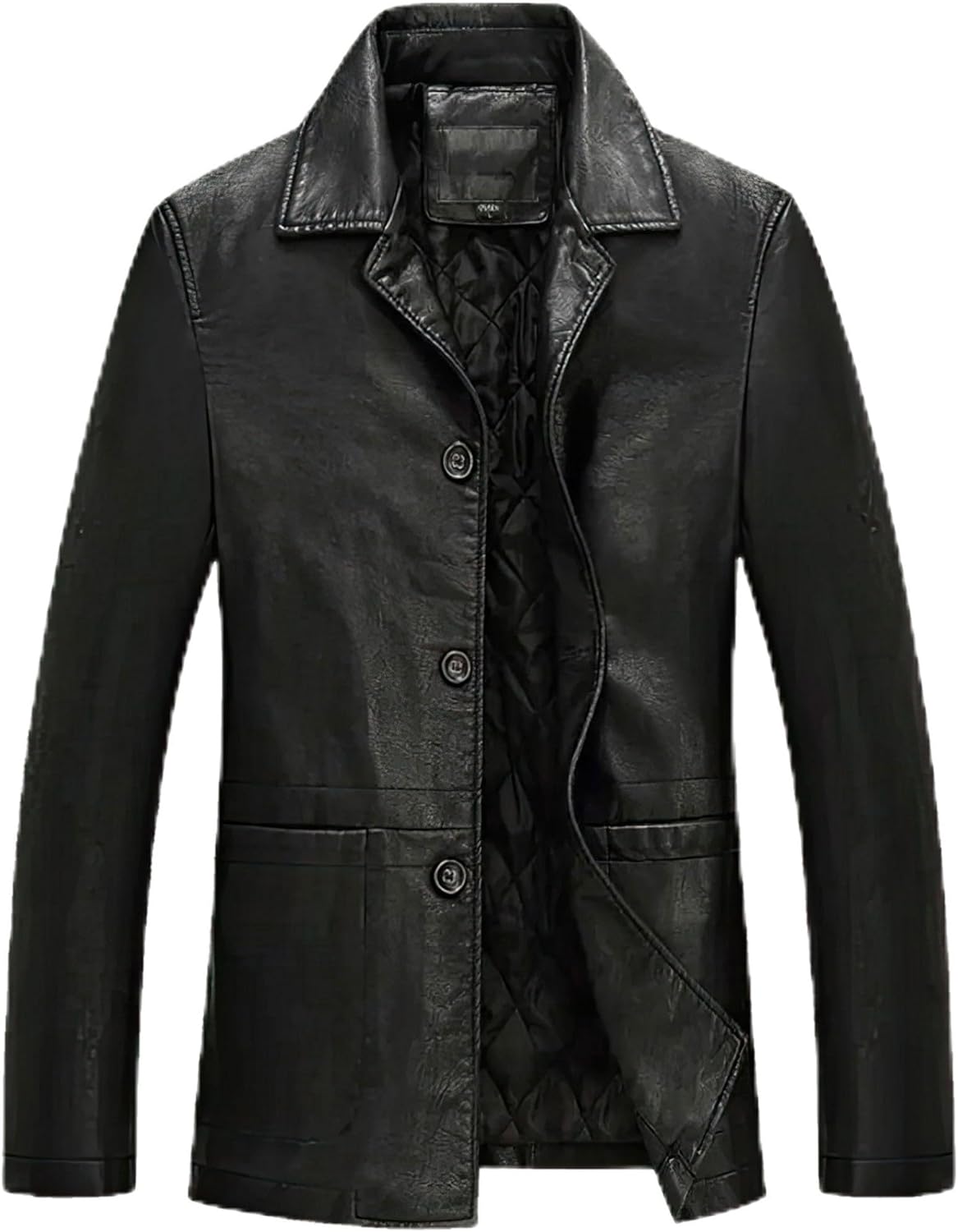 Mens Business Casual Coats Leather Jacket Soft Genuine Leather Jackets