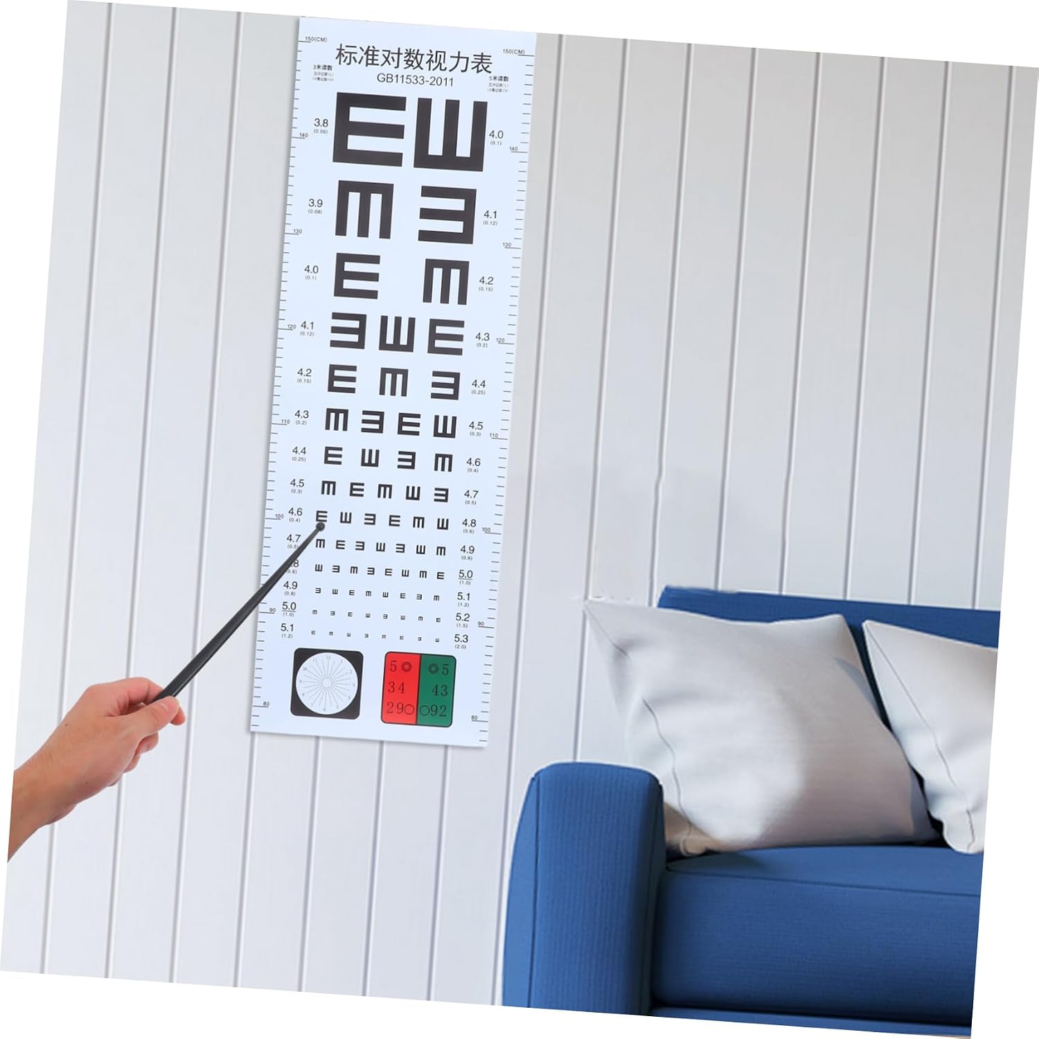 Portable Eye Chart Set for Testing Comprehensive Eye Exam Tools with Occluder and Hand Pointer for Home School and Clinics Myopia Detection for Adults and Boy Girl