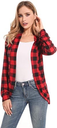Buffalo Plaid Cardigan for Women Plus 