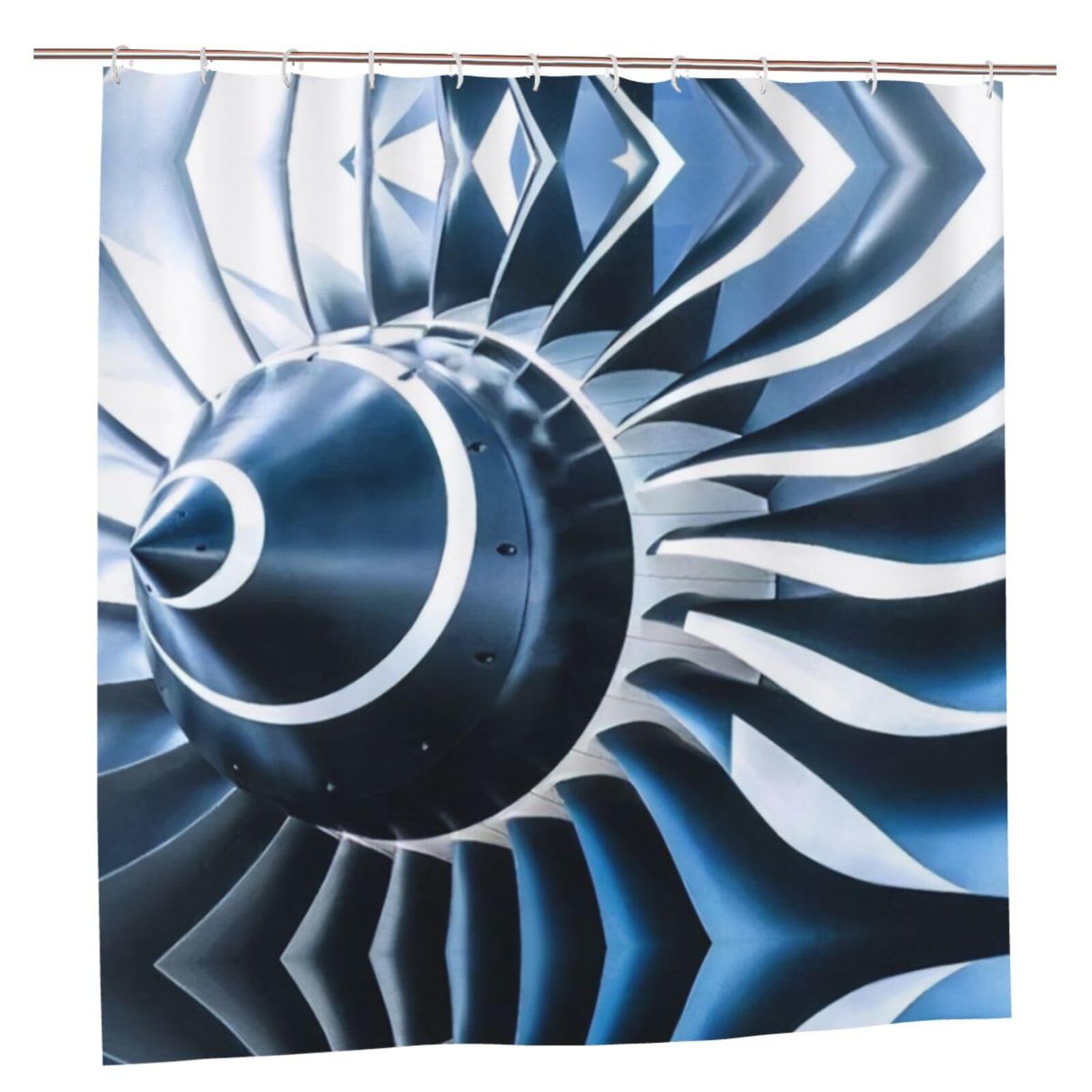 Rideau de douche imprimé Jet Engine TOMPPY en polyester imperméable pour baignoire moderne