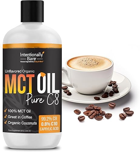 Miniatura 7 de Intentionally Bare Pure C8 Organic MCT Oil  Keto Paleo Vegano  Café Batidos Ensaladas  Aceite MCT  Sin Sabor 32 oz