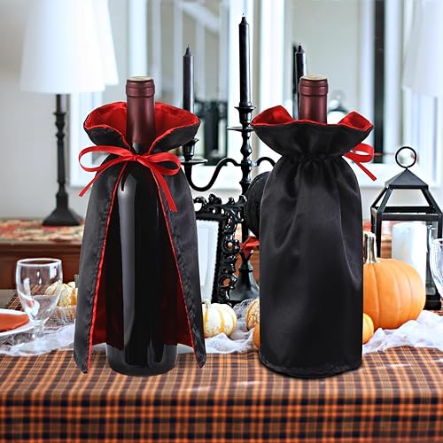 Miniatura 10 de SIRIPHUM Halloween Wine Bottle Cover Decoration,Dracula Halloween Wine Cover,Vampire Halloween Wine Holder,Party Decor Or Fall Hostess Gift (2),