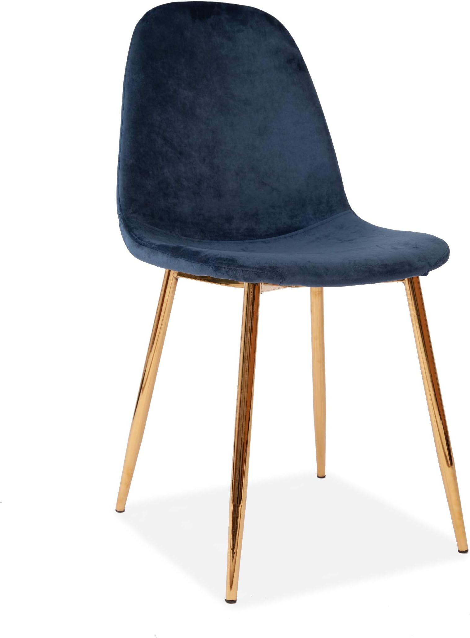 All About Chairs Set of 4 Modern Style Velvet Kitchen Dining Chair with Golden Metal Legs, Perfect for Dining and Living Room/Lounge, Deep Blue