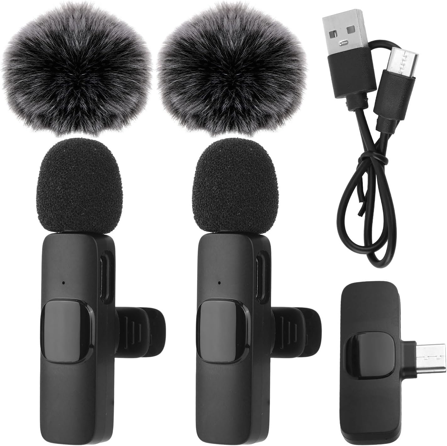 BTFO Wireless Lavalier Microphone for iPhone/Android Phone, USB C Small Cordless Lav Mic Noise Reduction Mini Clip on Lapel Mic for Video Recording Podcast