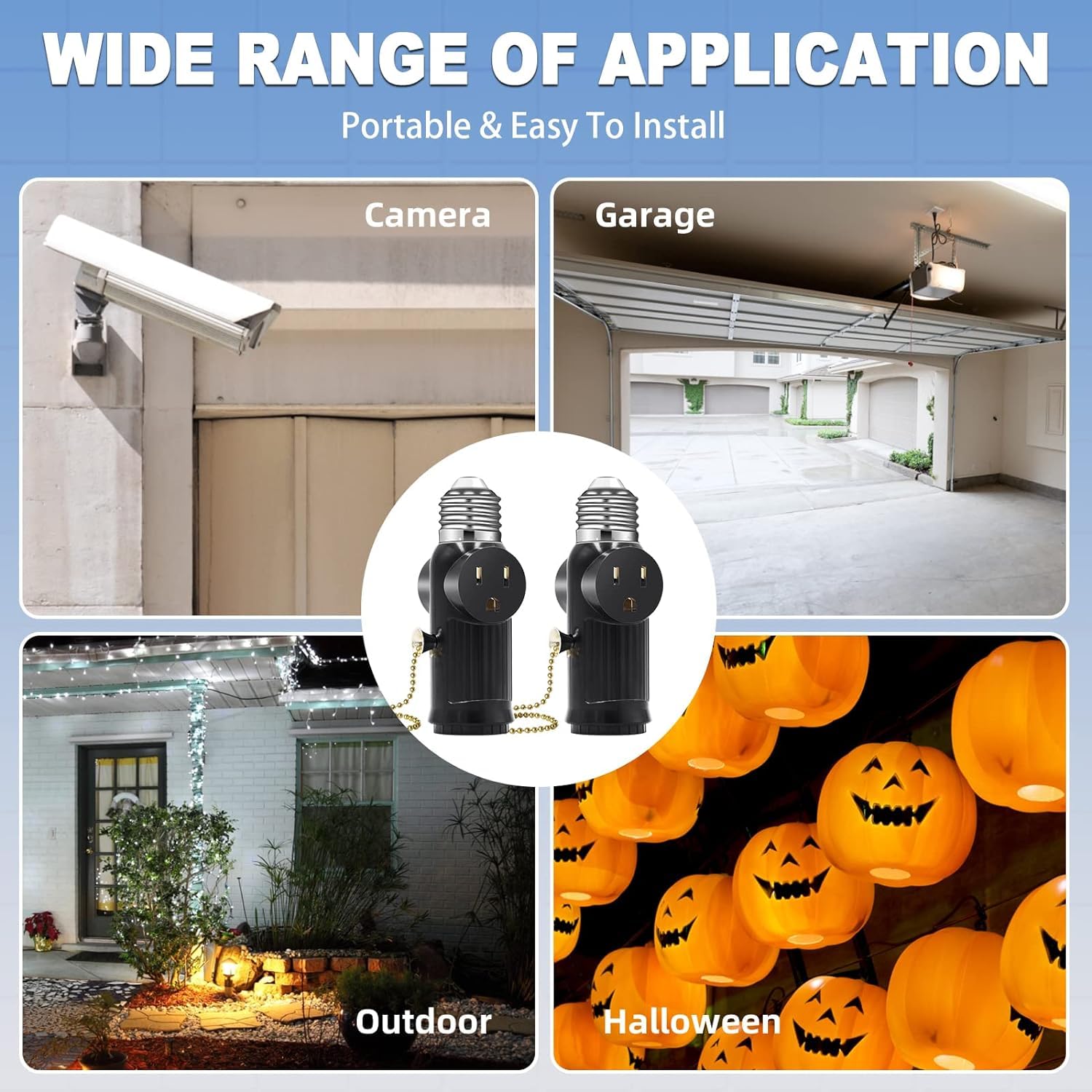3PCS Light Socket Outlet Adapter, Convert E26E27 Bulb Sockets to Outlets | Both Sides Support 3-Prong, Switch Control for Light, Quick Installation, No Tools Required, Professional Materials