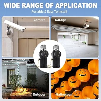Light Socket Outlet Adapter, Convert E26E27 Light Bulb Sockets to Outlets
