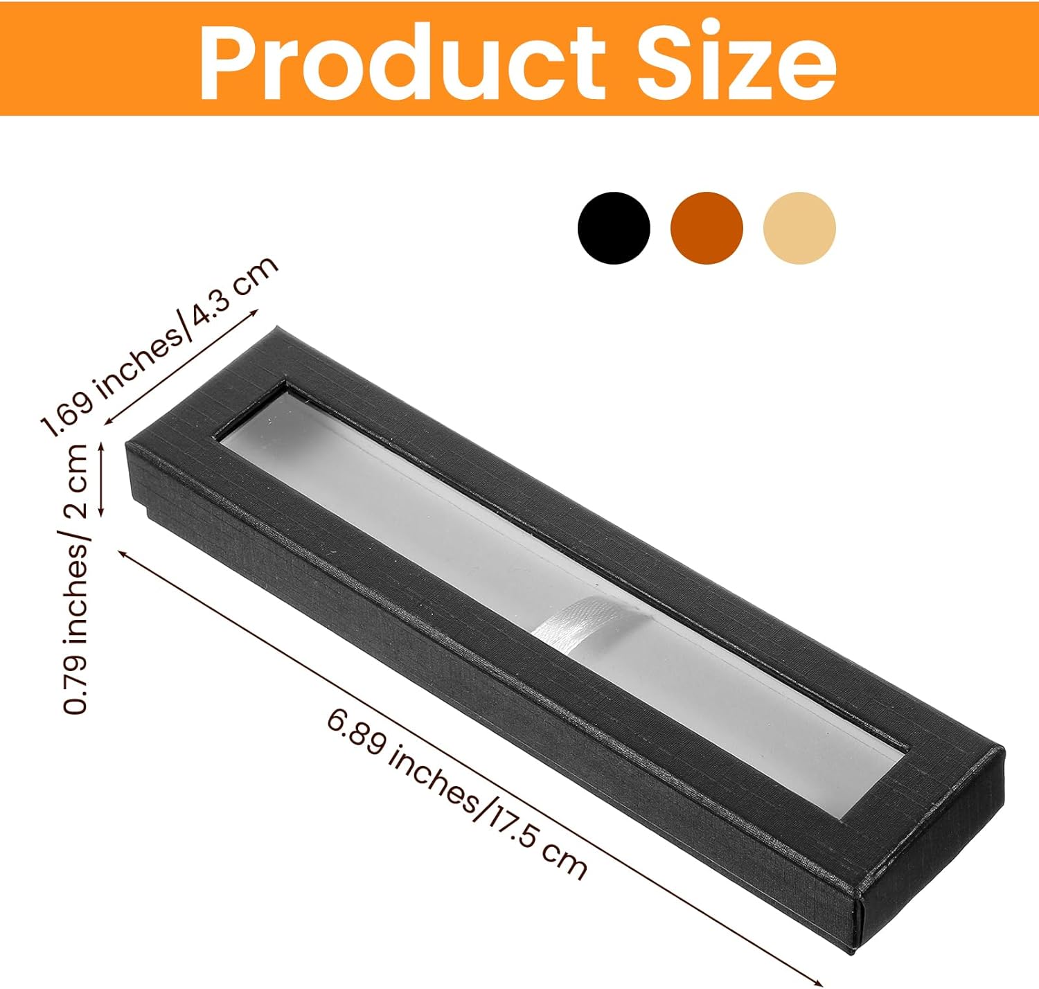 36 Pcs Empty Pen Gift Boxes, Bulk Jewelry Display Case with Clear Lid for Business Souvenir Office Supplies Gift Packaging, Black Yellow Bronze