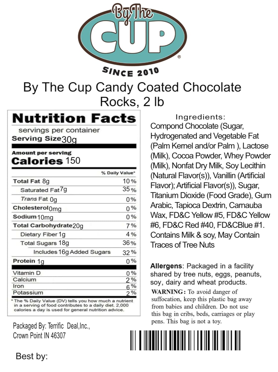 By The Cup Candy Coated Chocolate Rocks, 2 lb Bulk Bag