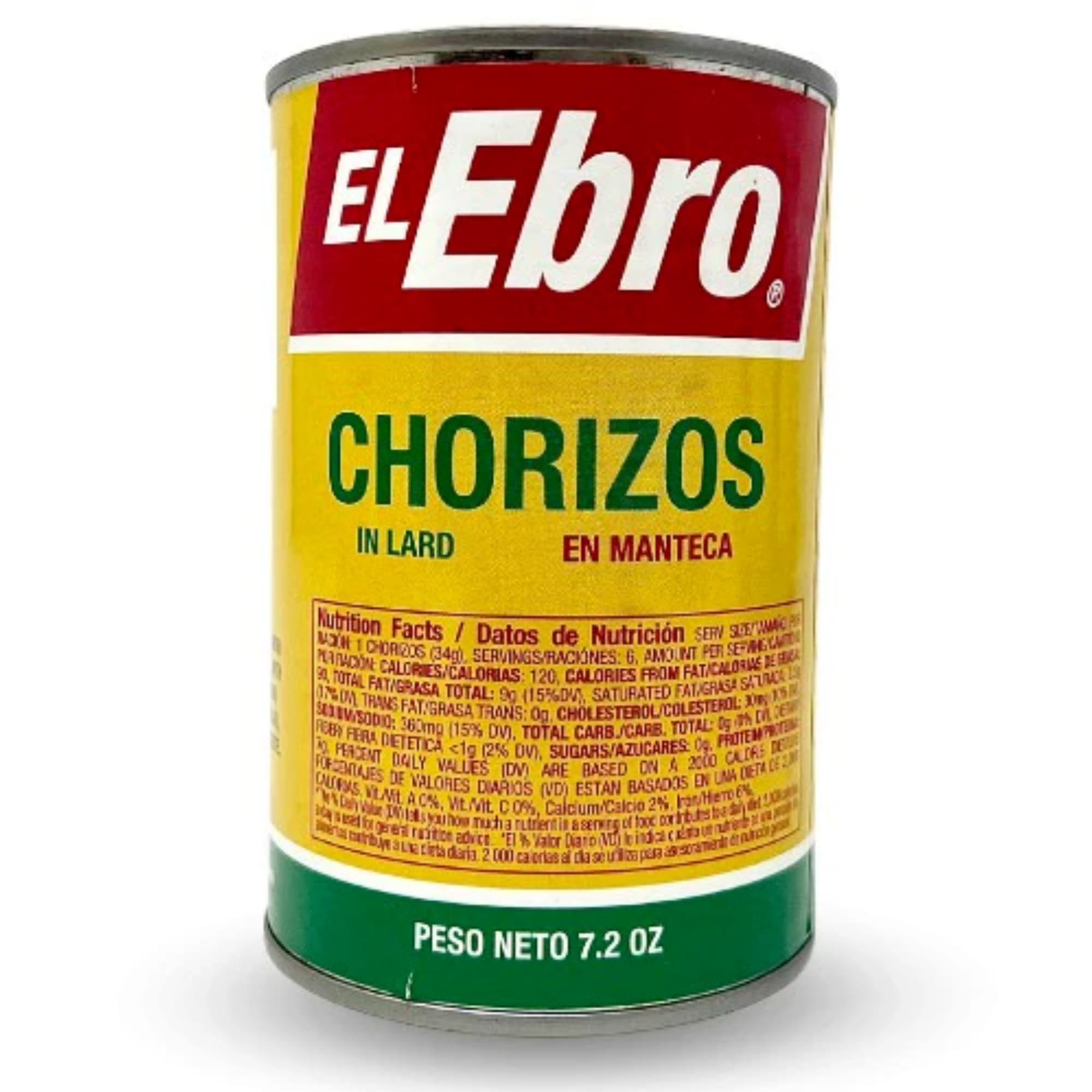 El Ebro Chorizos Caseros Quijote, 7.2 oz Can, Traditional Spanish Style Pork Sausage