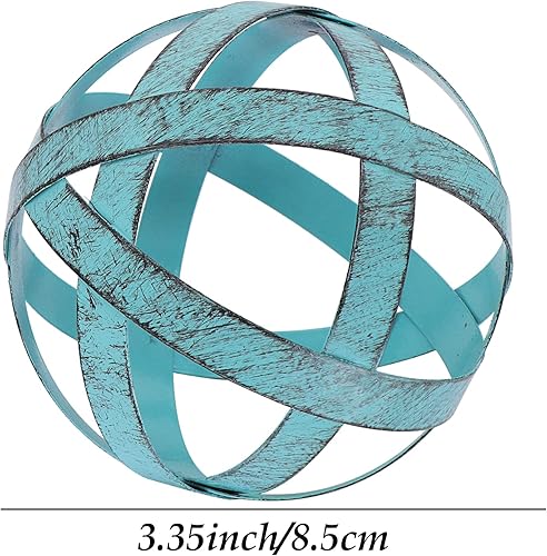 Miniatura 12 de Kesywale 3.3 Inch Decorative Spheres Set of 3, Metal Band Decorative Balls Orbs Metal Spheres Home Decor Accents Dining Table Centerpieces for White