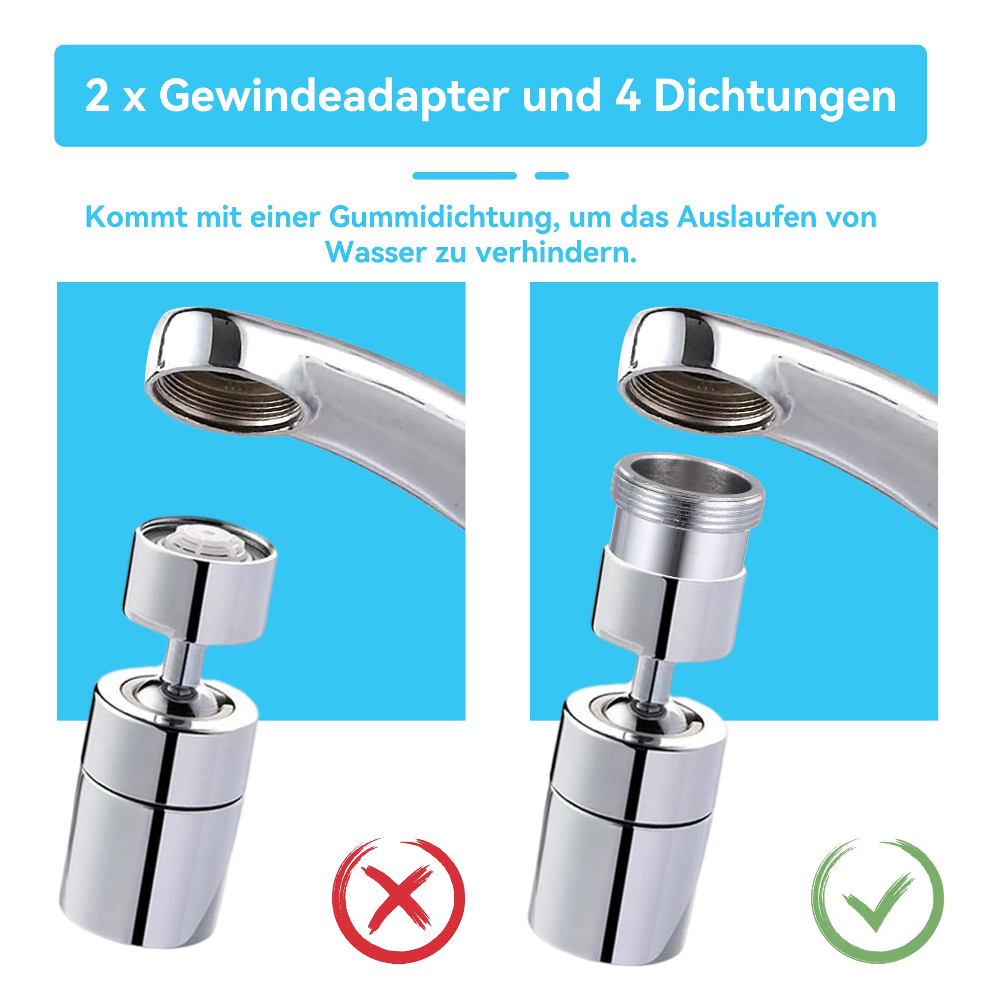 Adattatore Rubinetto M22 A M22 - 2 Pezzi, Ottone, Per Filtri Acqua - Foto 6