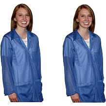 ESD Jacket, Certified Level 3 Protective Lightweight Workwear & High Shielding Anti-Static Lab Coat, Full Sleeve,Snap Cuff ESD Smock, Light Blue - Small JKCS 8802SPLB