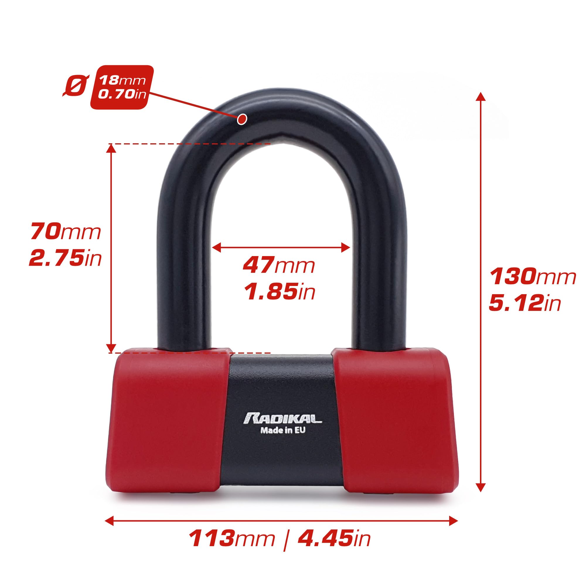 RADIKAL RK75+10.120L Candado Cadena Sistema Lazo ø10 + Candado Moto Disco Mini U Alta Seguridad Homologado Classe SRA, 120cm Mayor Distancia, Antirrobo Multifunción para Anclaje, Motocicleta, Parking