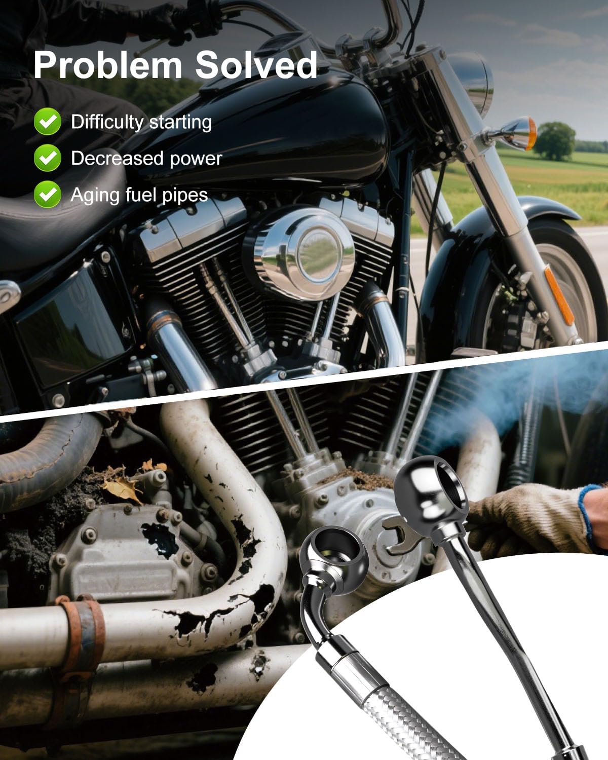 Fuel Injection Line Kit Compatible with Harley Davidson Electra Glide Road King Motorcycles 1996-1999 Replace HDFL005, Stainless Steel