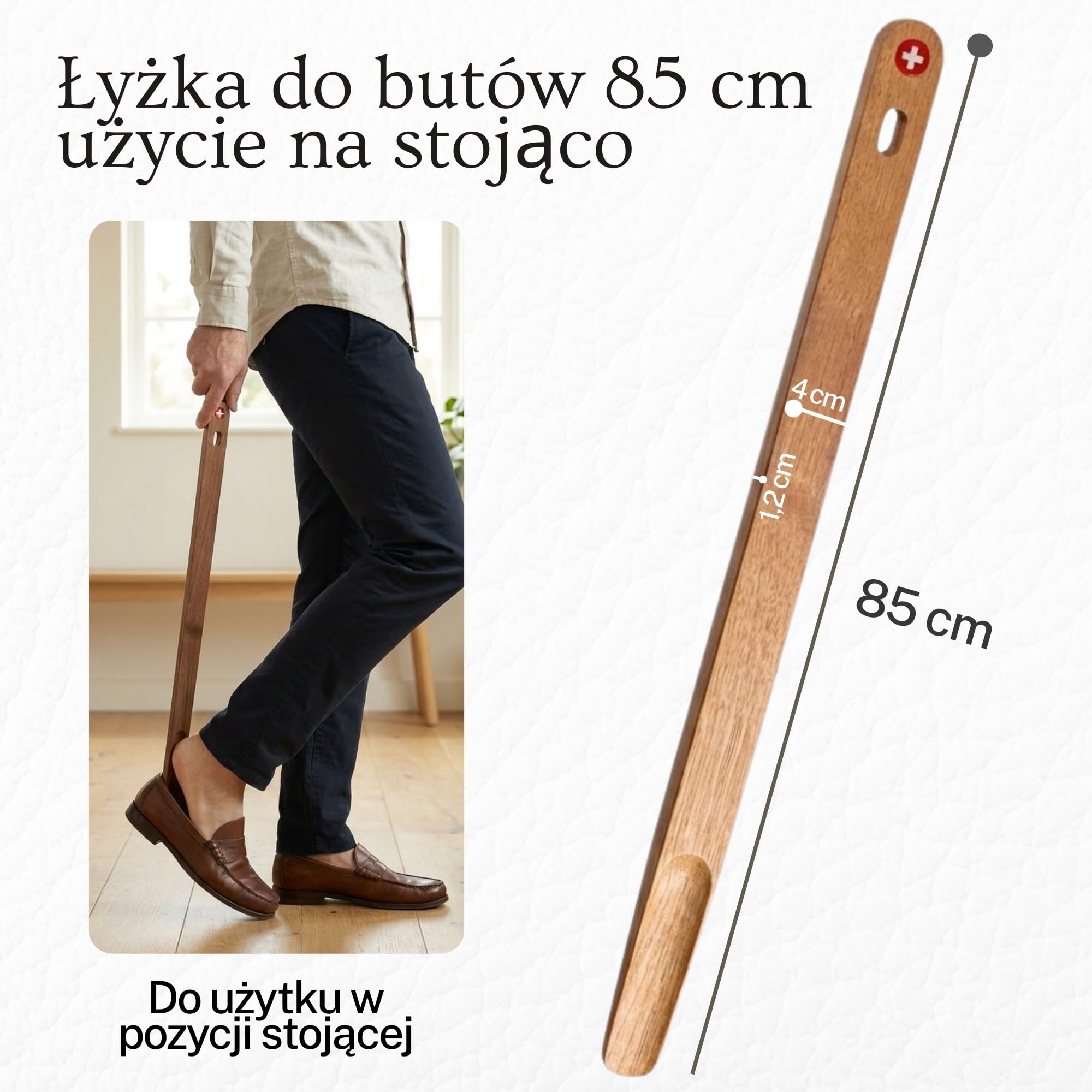 PAVLOVA'S Solidne łyżki do butów z litego szwajcarskiego orzecha włoskiego | Zestaw 3 uchwytów w różnych rozmiarach | Praktyczny pomocnik w butach dla mężczyzn, kobiet, dzieci i seniorów | 10 lat