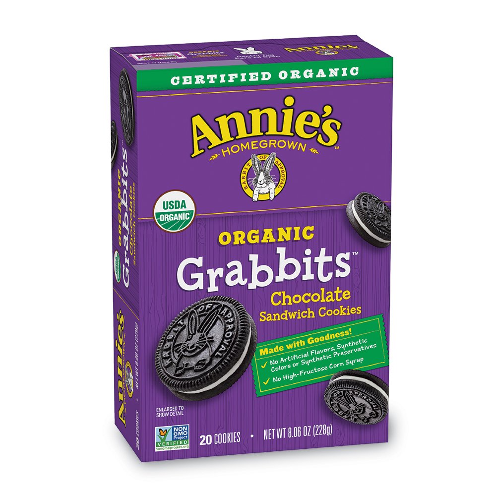 Annie's Organic Grabbits Chocolate Sandwich Cookies, 20 Count