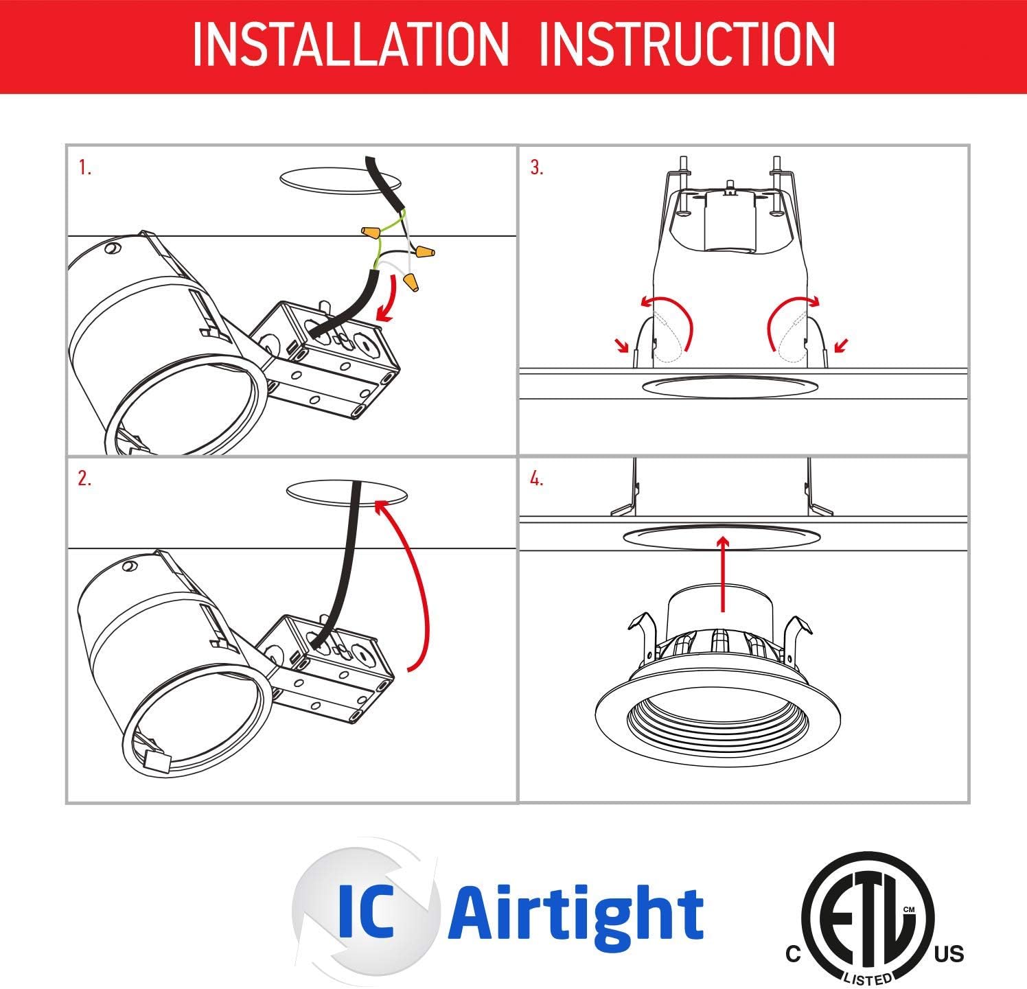 Onе-Dау Sаlе: Uр tо 50% оƒƒ OSTWIN 4 Inch Line Voltage Remodel Ceiling Can Air Tight IC Rated Housing, TP24 Connector, LED Recessed Downlight Retrofit Kit Pot lights, Commercial & Residential Lighting, 120V (6 Pack) ETL Listed