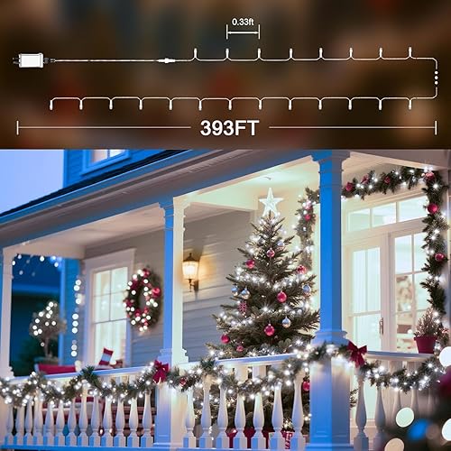 Miniatura 3 de Luces de Navidad de 393 pies, 1000 LED para exteriores, impermeables, 8 modos con temporizador, enchufables, para jardín, patio, fiestas y