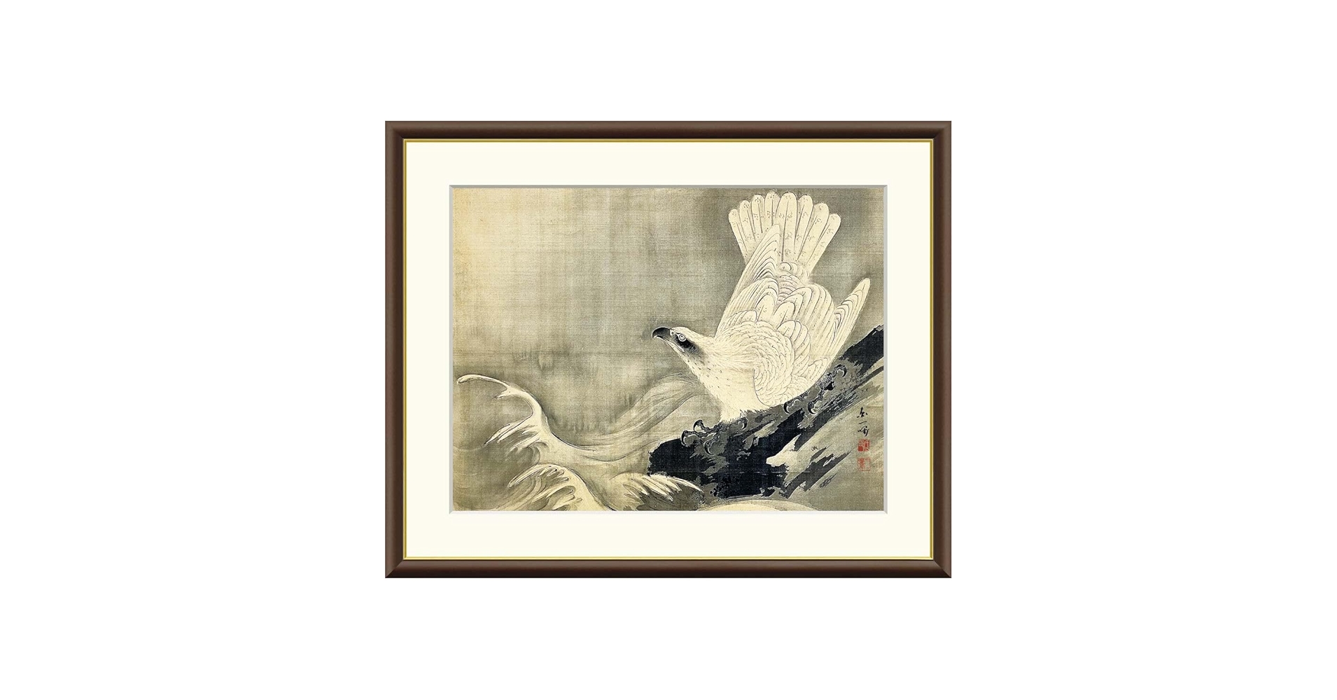 Amazon.co.jp: 絵画 日本の名画 白鷹図 円山応挙 額入り インテリア