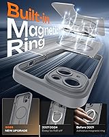 Vista 267 de TOCOL Funda magnética 3 en 1 para iPhone 15 Pro, mejorada [protección completa de cámara] con 2 protectores de pantalla, compatible con MagSafe, Gris