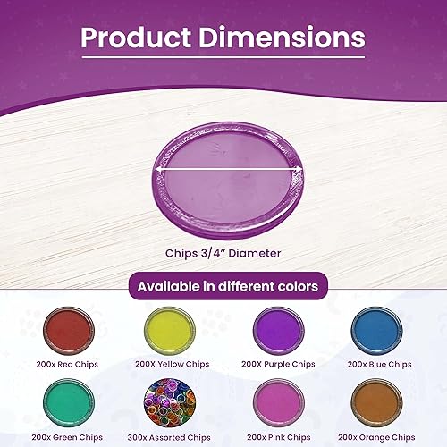 Vista 5 de MR CHIPS Chips de bingo magnéticos con anillo de metal de 3/4 pulgadas, 200 piezas mejoradas, violeta transparente, disponibles en 7 colores, una