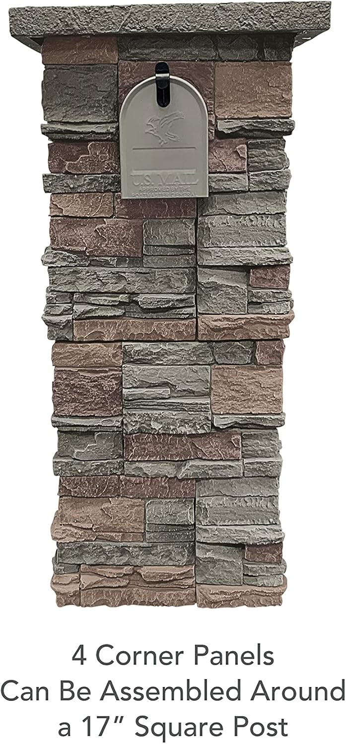 GenStone Faux Stacked Stone Peaked Column Cap 23" x 23" x 2" in Keystone Color for Do It Yourself Friendly Home Improvement Projects
