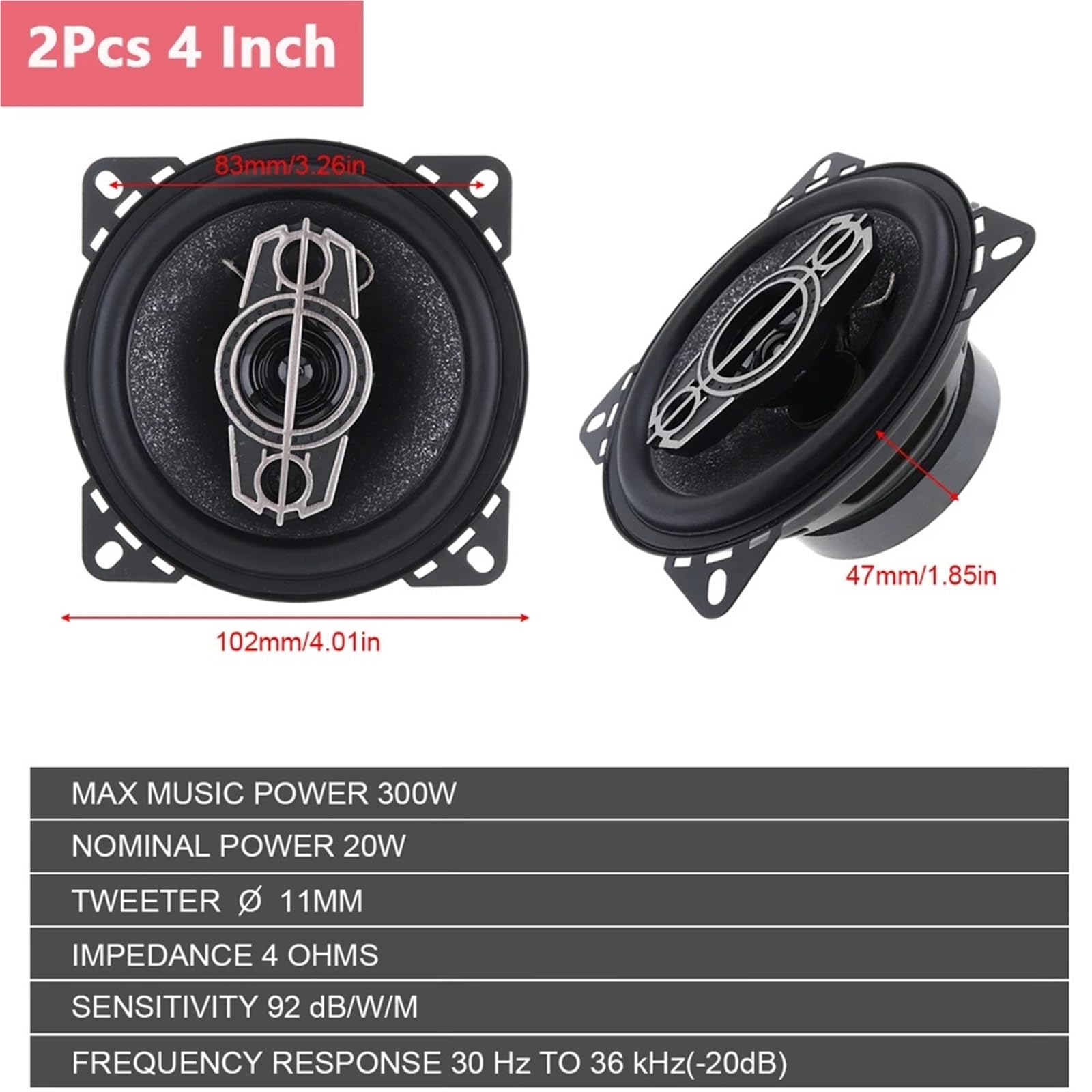 Głośniki samochodowe z głośnikiem wysokotonowym 2 szt. Głośniki samochodowe 4/5/6 cali 4-drożny subwoofer Audio muzyka stereo pełna częstotliwość współosiowy głośnik samochodowy Hifi(2pcs 4 Inch)