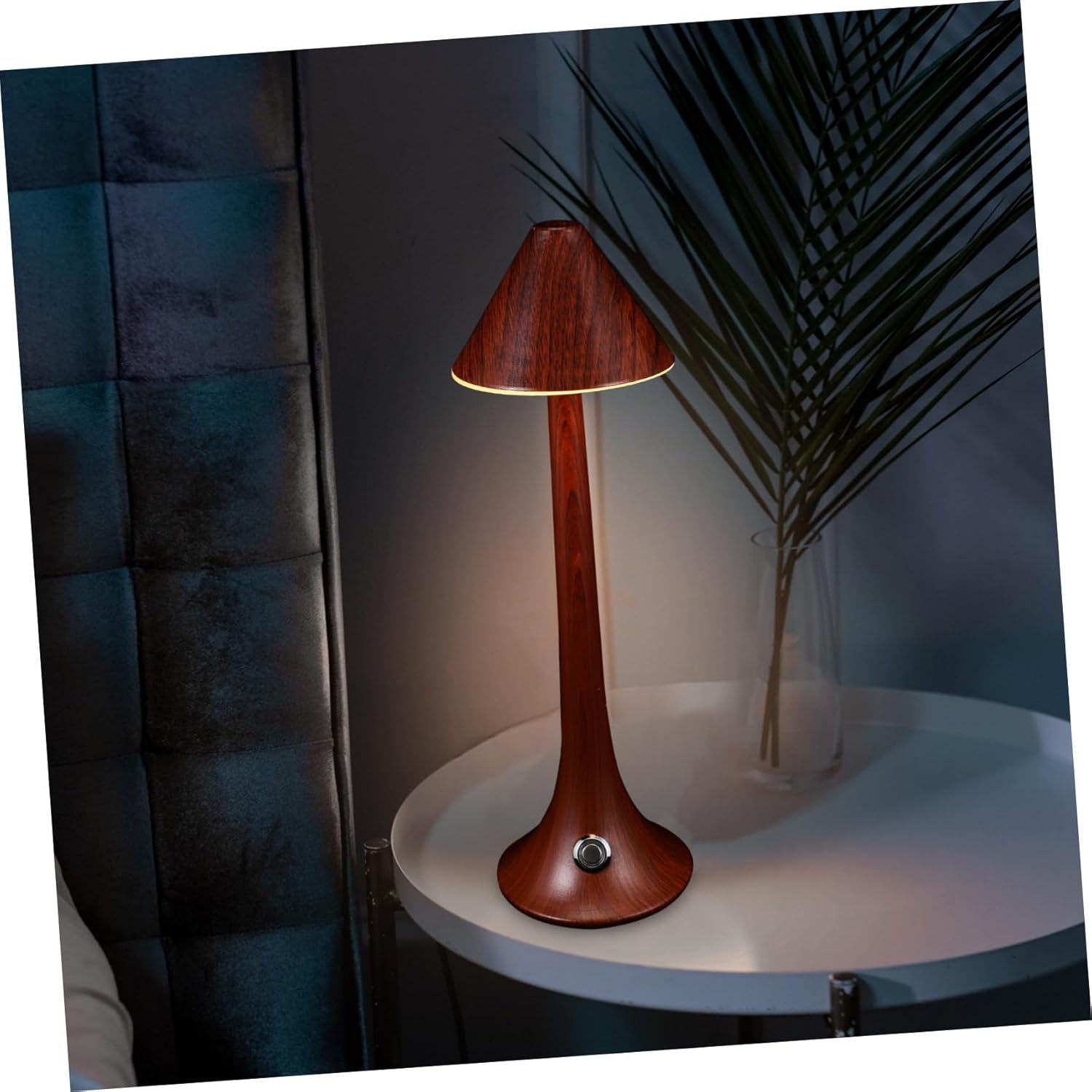 balacoo Wood Texture USB Bedside Lamp Warm White Eye Protection Reading Light for Bedroom Study Table with Acrylic and Design