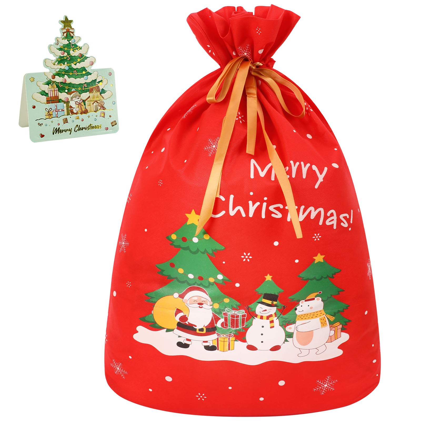 AUGSHYO クリスマス ラッピング 袋 大 44cm×60cm×15cm クリスマスらっぴんぐ袋 大 プレゼント用袋 巾着袋 包装袋 ギフトバッグ リボン付き