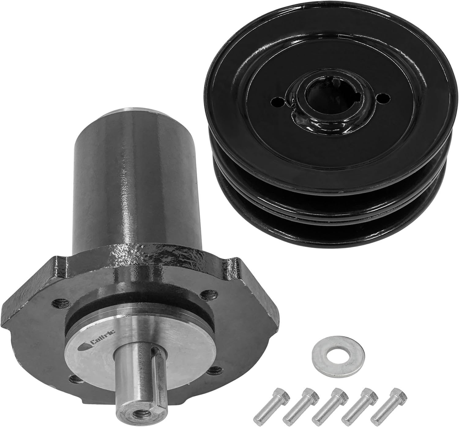 Caltric 59202600 59201000 09253200 Deck Spindle & Double Pulley Compatible with Ariens 44" Pro Master PM 144 Z/Zoom 52" 2552 XL 60" 2560XL