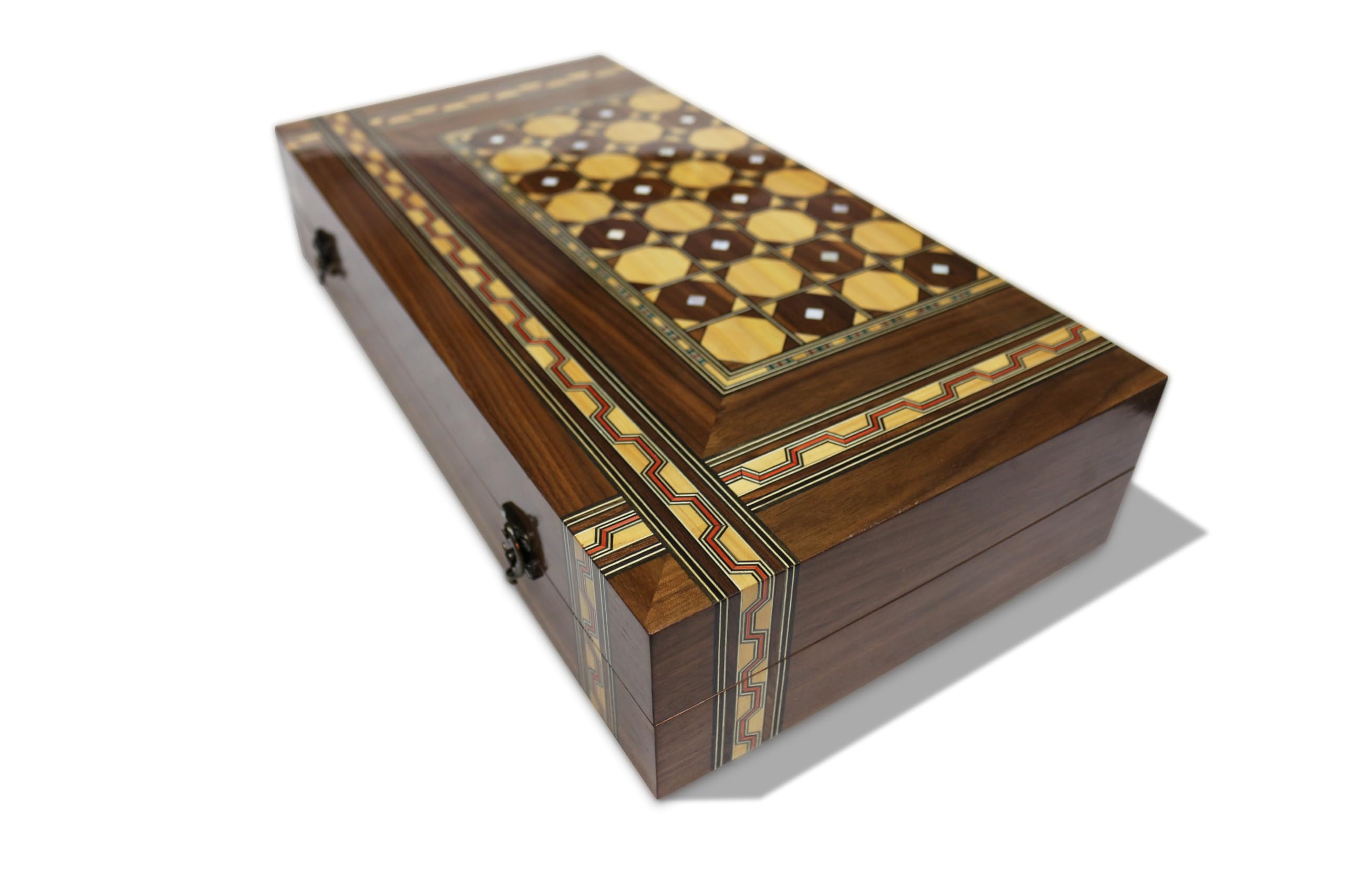 Tavola da backgammon in legno, 50 x 50 cm, gioco di scacchi/DAMA BC 595 con 30 pietre in legno