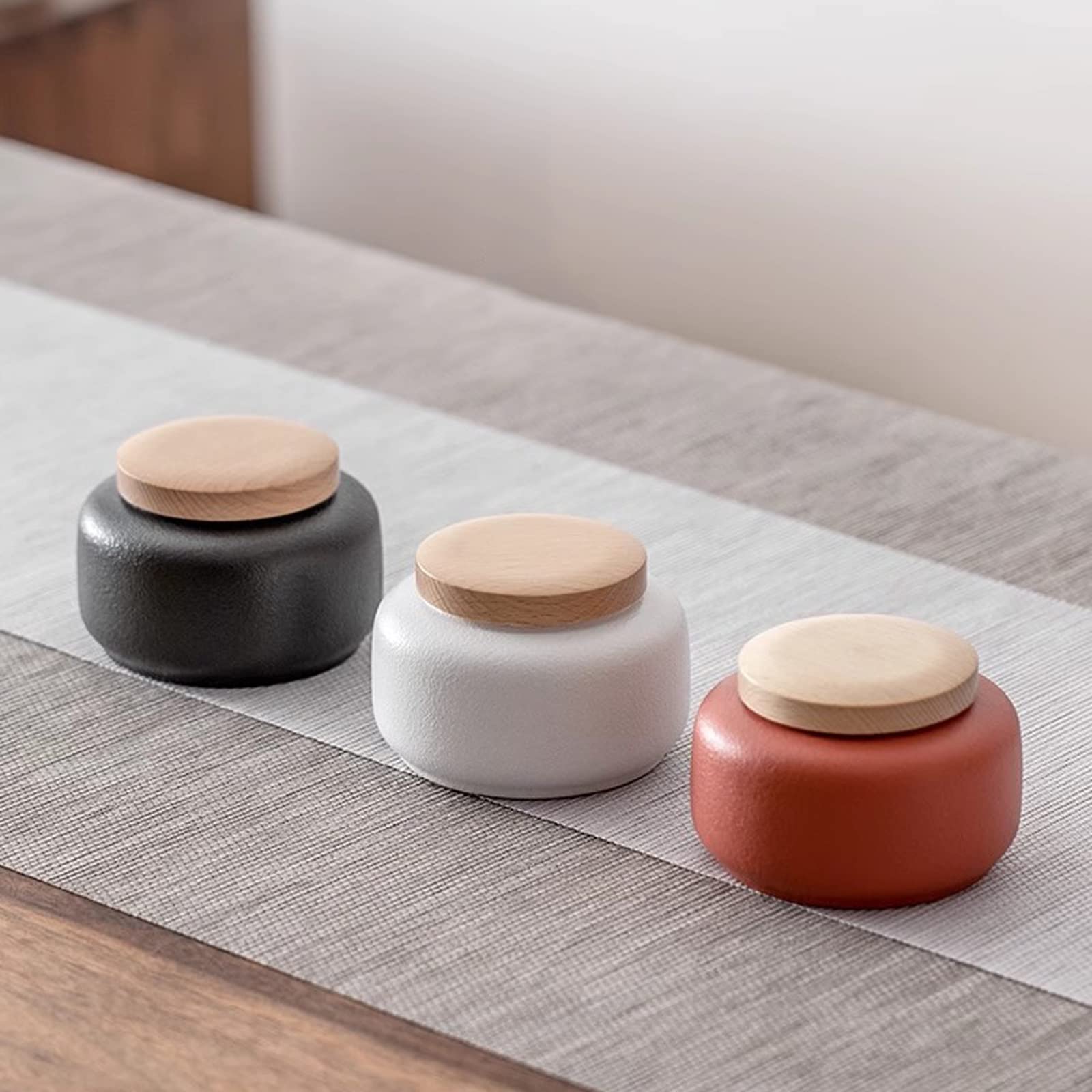Ceramiczne pojemniki kuchenne, porcelanowy pojemnik do przechowywania żywności z hermetyczną drewnianą pokrywką i pudełkiem, pojemnik domowy, na ziarna kawy, liście herbaty, cukier, sól jezioro