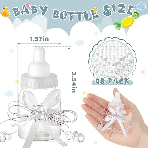 Miniatura 22 de Nuenen 48 botellas de leche para baby shower con cinta, botellas de plástico de oso para dulces, regalos de baby shower, revelación de género, Rosado