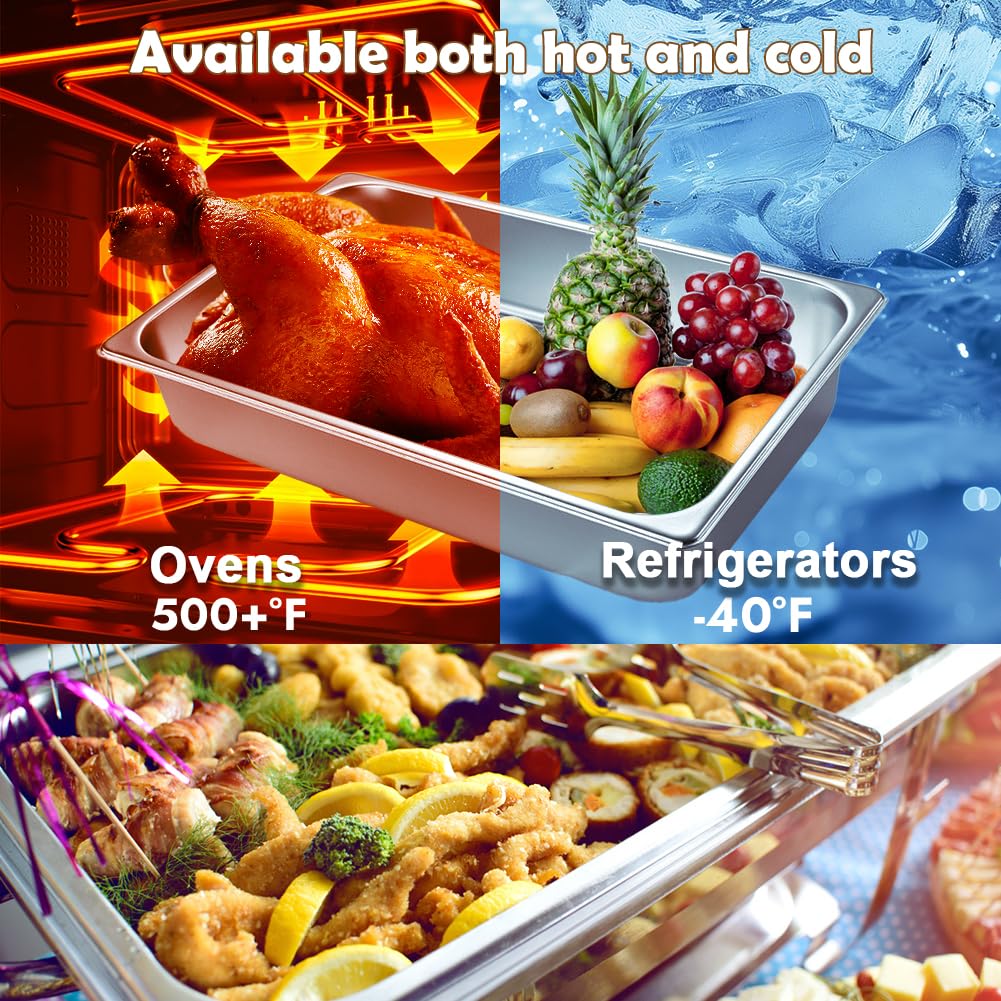 Lot de 3 Bac Inox Alimentaire Avec Couvercle, Bac Gastronorme, Boite Alimentaire Inox pour Buffet/Maintien au Chaud/Traiteur/Hôtel/Restaurant - 32,5 x 17,5 x 6,5 cm