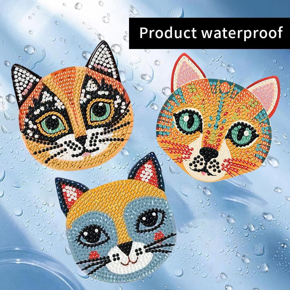 6 Pcs Diamond Art Coasters Kit for Adult with Holder, Diamond Coaster 4x4in image 5
