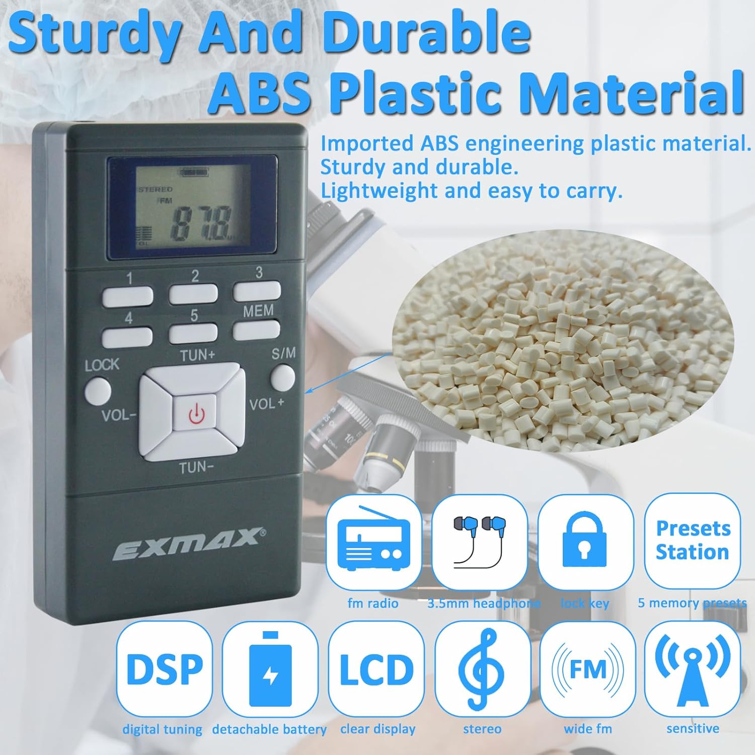 EXMAX® EXG-108 Wireless Portable Pocket DSP FM Stereo Radio Digital Receiver with Mini LCD Clock Earphone for Tour Guide System Teaching Meeting - 30 Pack (Gray)