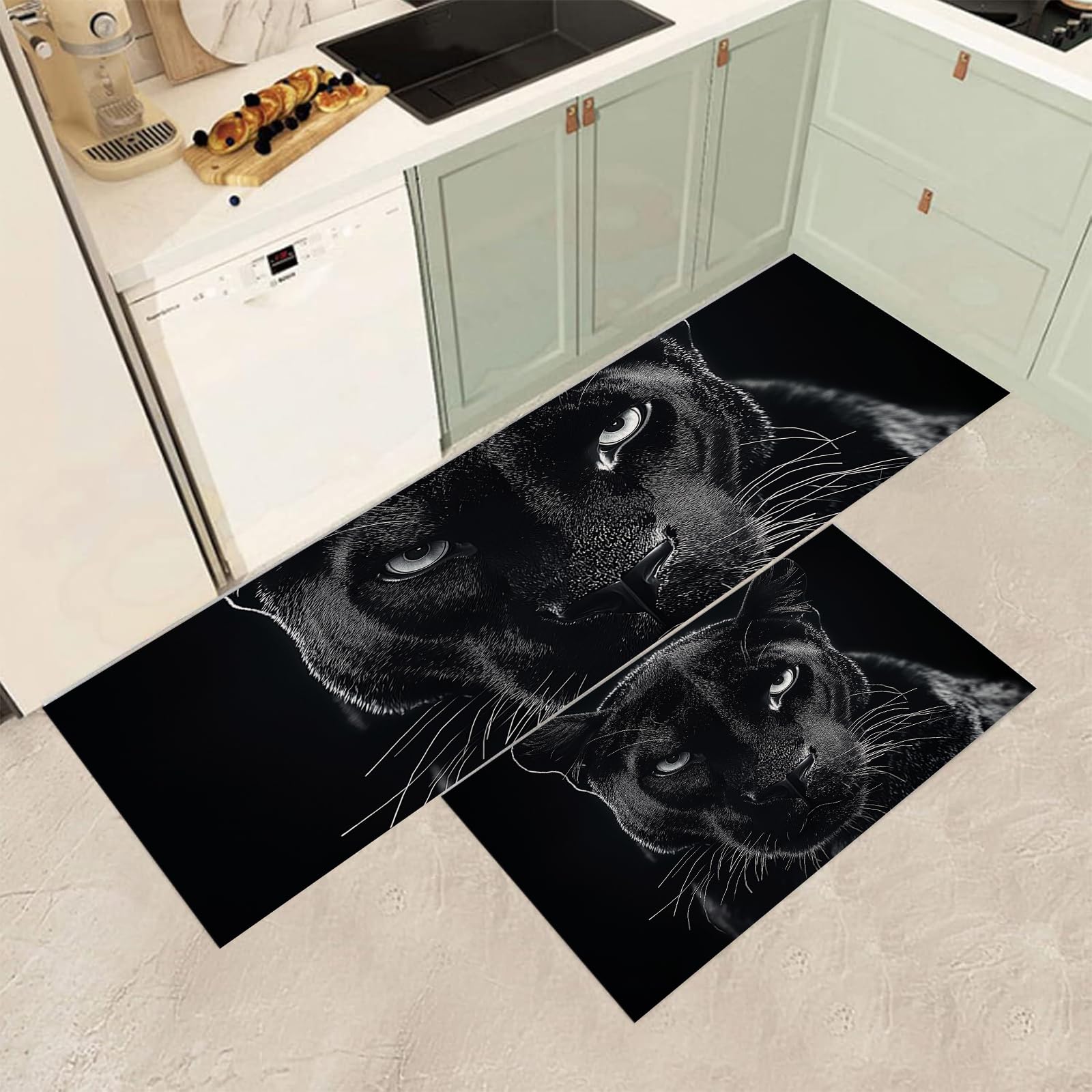 Tapis de cuisine antidérapant 2 pièces contre les sols glissants