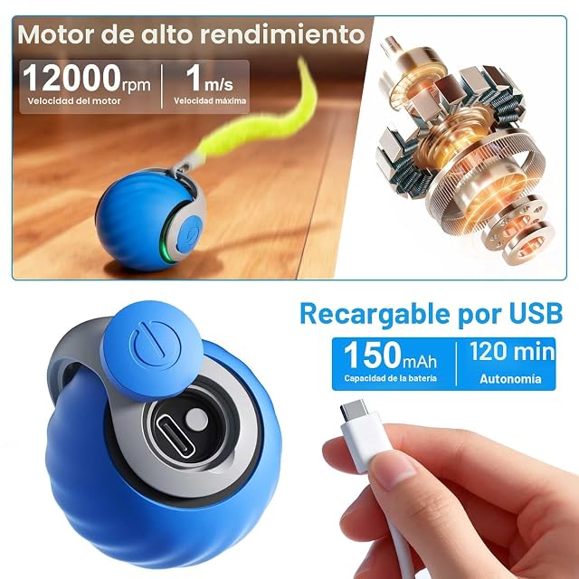 Foto 5 de 7 de Juguete Interactivo Gato Pelota,Speedy Tail 2.0 Eléctrico Bola de Juguete Interactivo para Gatos,2025 Nuevo…